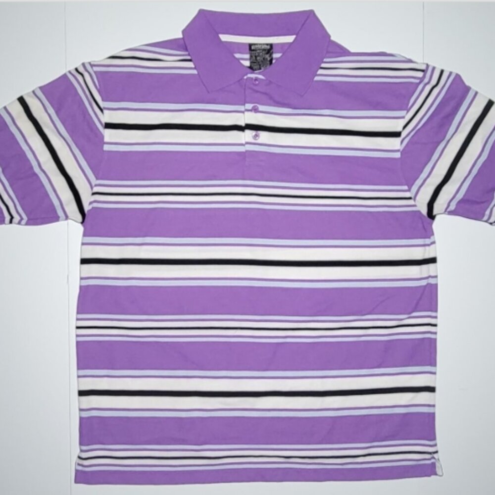 Urban Label Mens Purple Striped Short Sleeve Polo Size 2XL